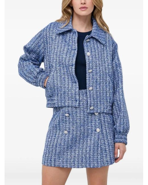 Custommade• Tweed Verfraaid Jack in het Blue