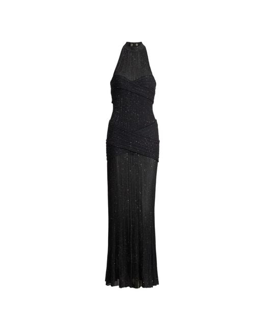 Balmain Black Long Fléchage Knit Dress