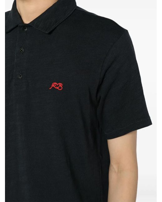 Rag & Bone Black Logo-Embroidered Polo Shirt for men