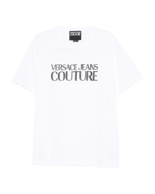 Versace Jeans Couture White Logo-Print T-Shirt for men