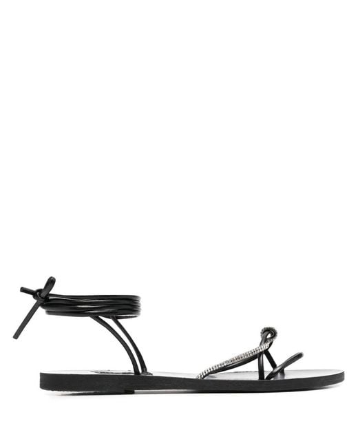 Ancient Greek Sandals Black Crystal-Embellished Treli Sandals