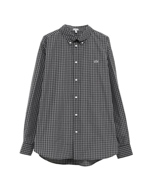 Loewe Gray Anagram-Embroidered Checked Shirt for men