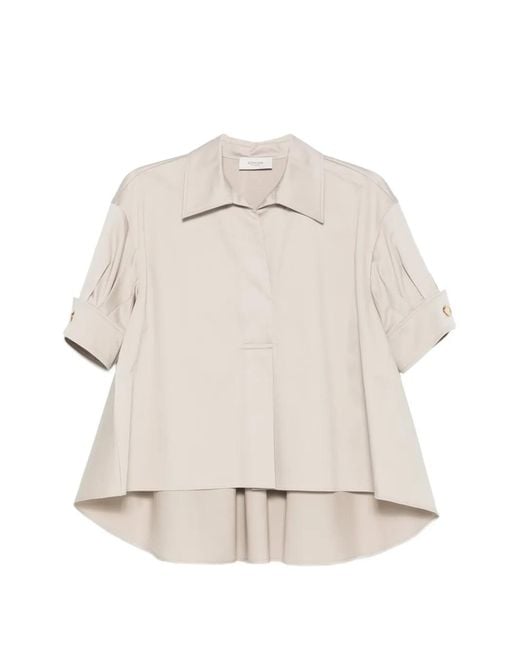 Agnona Natural Pleated Blouse