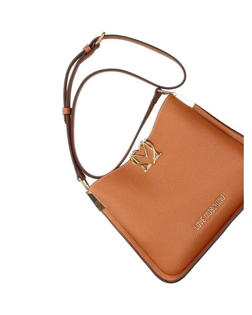 Love Moschino Brown Sac Porté Épaule À Plaque Logo