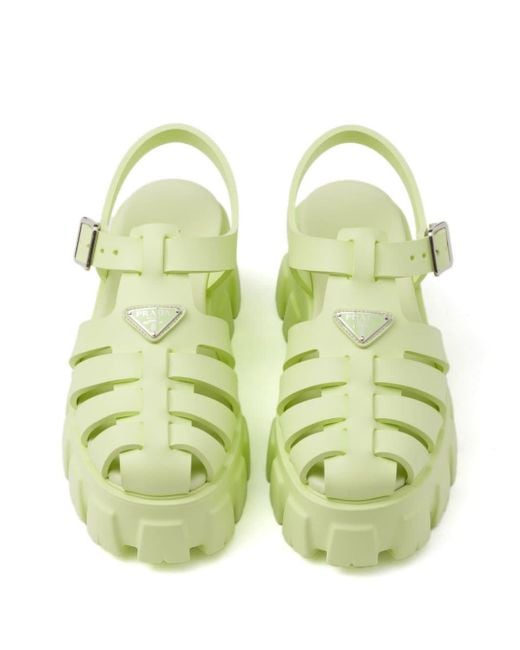 Prada Green Rubber Monolith Sandals