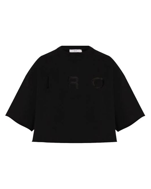 IRO Black Linda Logo-Print Cotton T-Shirt