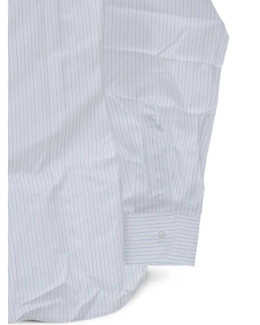 Corneliani White Striped French-Collar Shirt for men