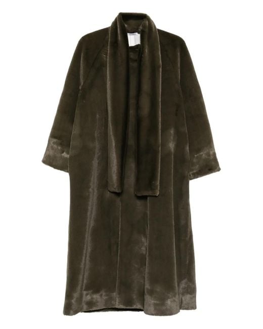 Parlor Green Scarf-Detail Faux-Fur Coat