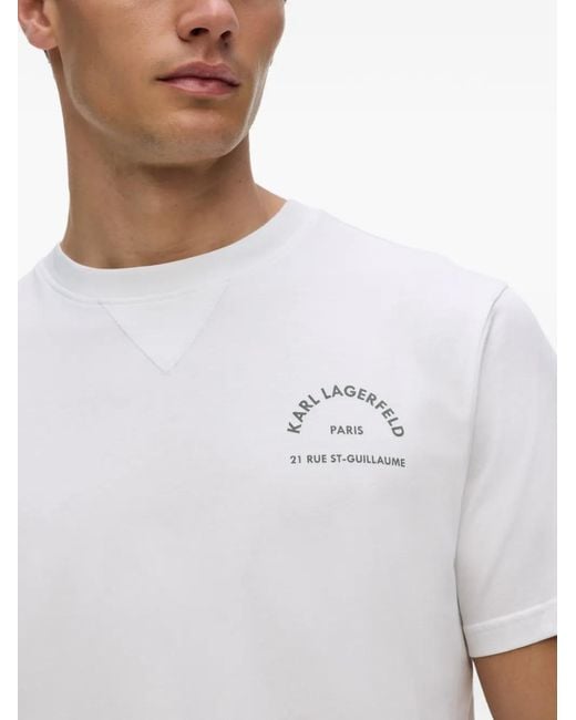 Karl Lagerfeld White Rue St-Guillaume Crew-Neck T-Shirt for men