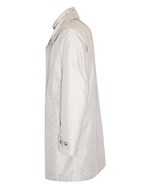 Fay White Buttoned Collar Coat for men