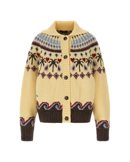 Alanui Metallic Sweet Winter Jacquard-Knit Virgin Wool Cardigan