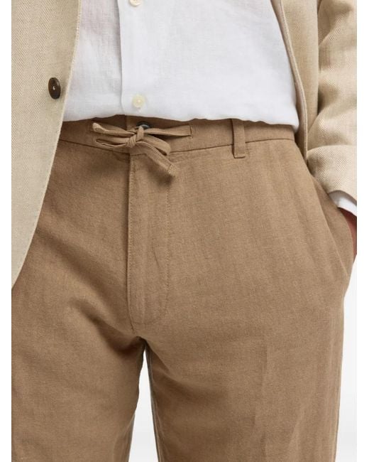 SELECTED Natural Drawstring Trousers for men