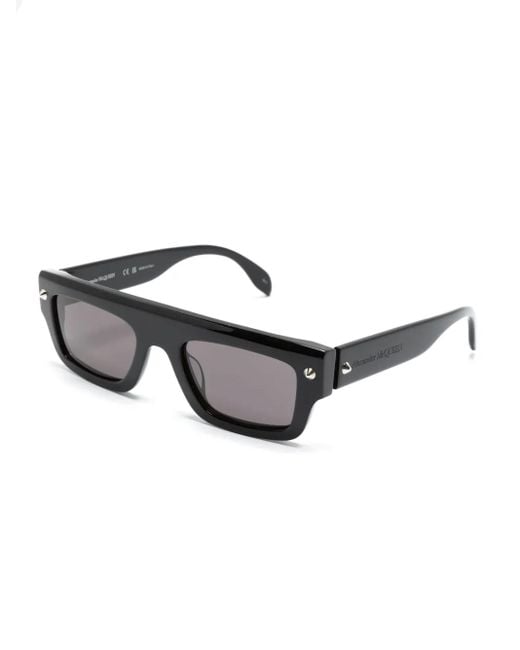 McQueen Gray Rectangle-Frame Sunglasses