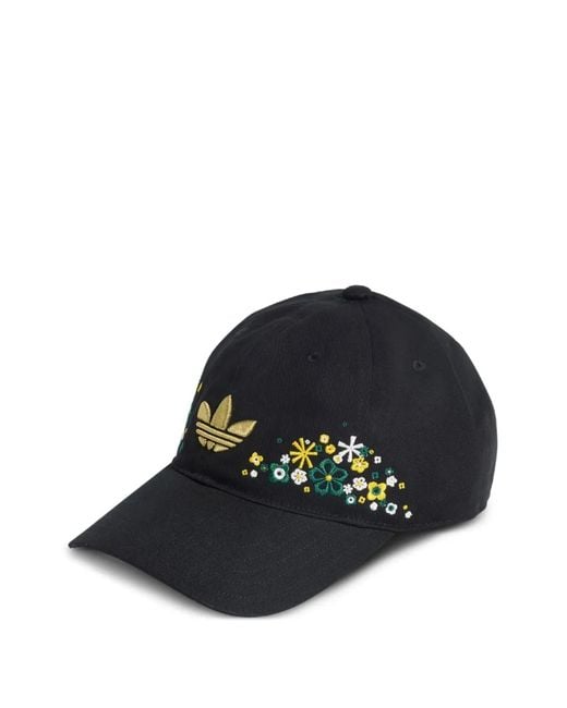 Adidas Black X Liberty London Floral-Embroidered Cap