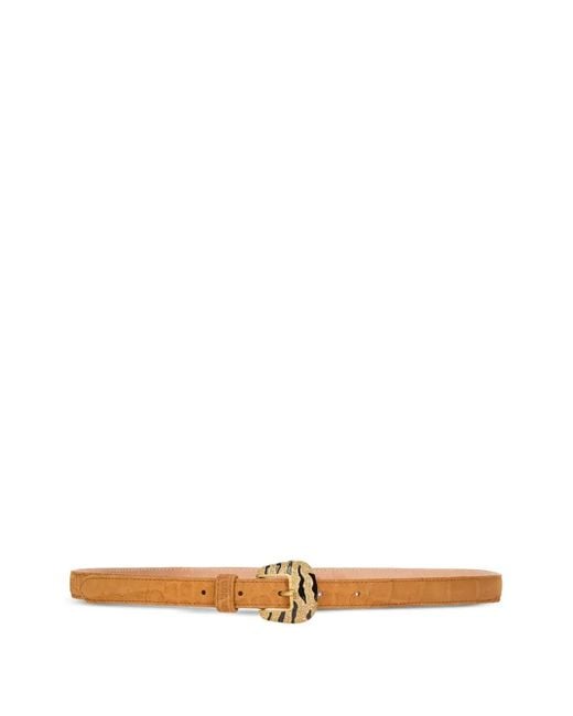 Roberto Cavalli White Ceinture À Effet Peau De Crocodile