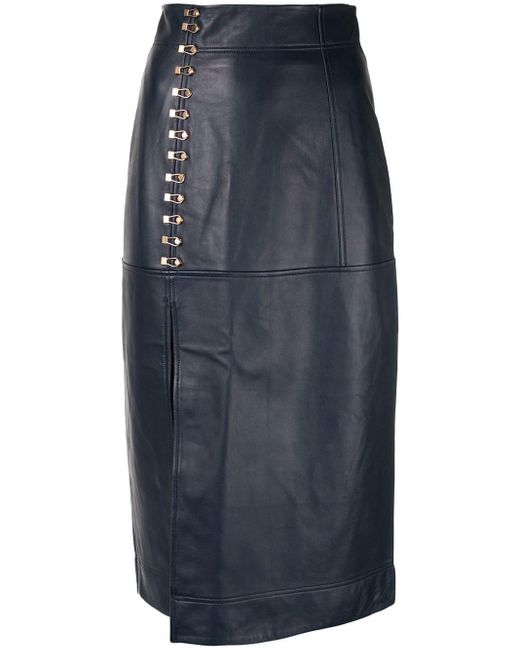 Alice McCALL Blue Sweet Street Leather Midi Skirt