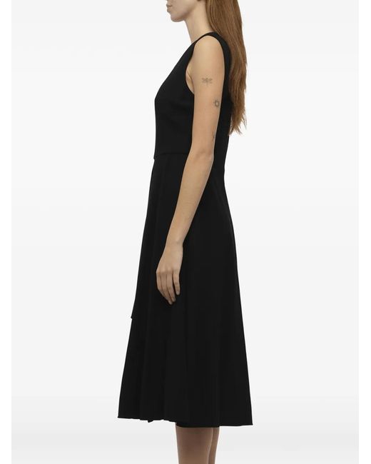 McQueen Black Asymmetric-Hem V-Neck Dress