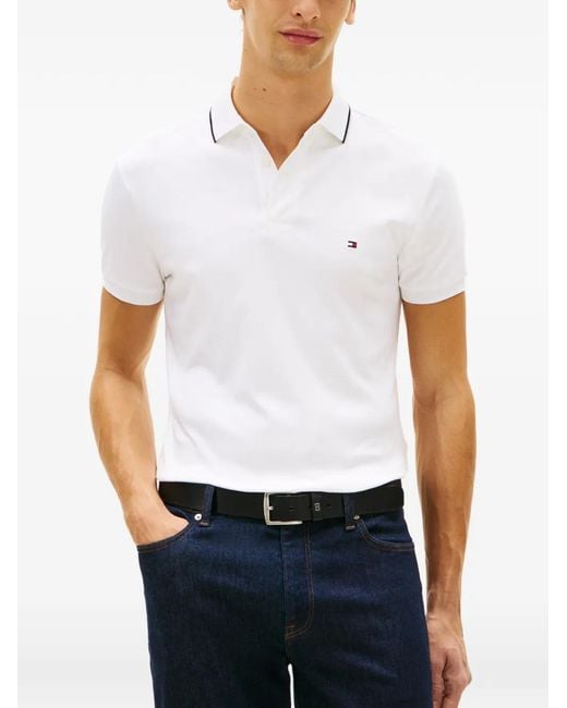 Tommy Hilfiger White Polo À Coupe Slim for men