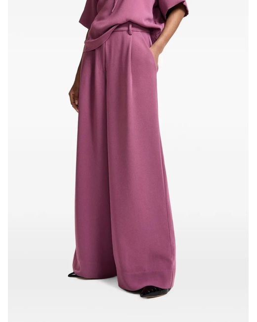 Essentiel Antwerp Pink Kelsea Pleated-Detailing Wide-Leg Trousers
