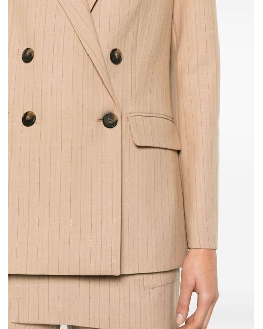 Maje Natural Pinstriped Double-breasted Blazer