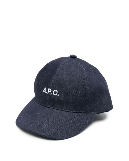 A.P.C. Blue Logo-Embroidered Denim Cap