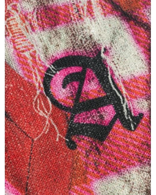 Aries Red Digi Patchwork V-Neck Sweater