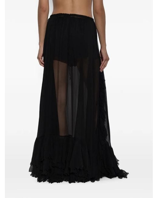 Chloé Black Ruffled Silk Skirt