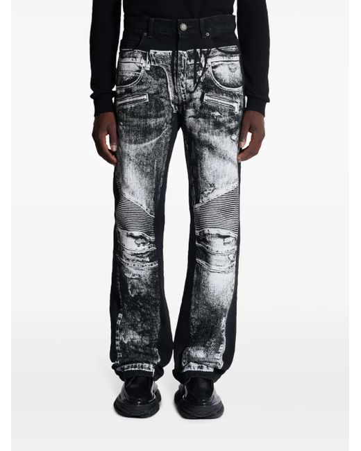 Balmain Gray Wide Jeans for men