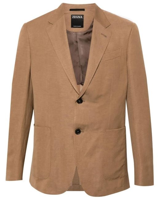 Zegna Brown Trofeo Single-Breasted Blazer for men