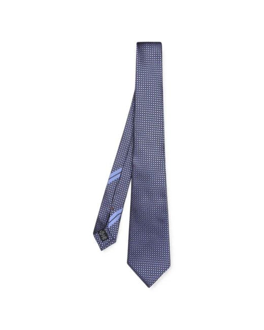 Zegna Blue Geometric-Pattern Silk Tie for men