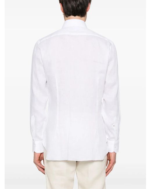Barba Napoli White Linen Shirt for men