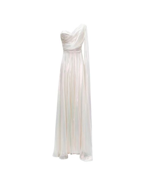 Gemy Maalouf White One-Shoulder Draped Dress