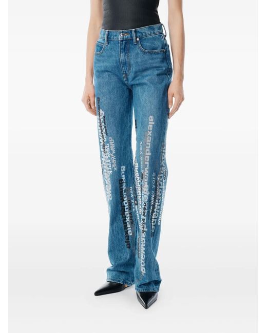 Alexander Wang Blue Logo-Print Jeans