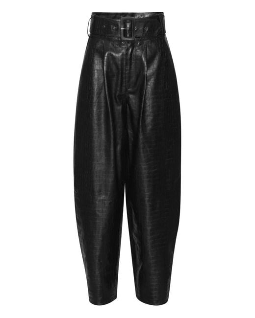 ROTATE BIRGER CHRISTENSEN Black Belted Leather Trousers