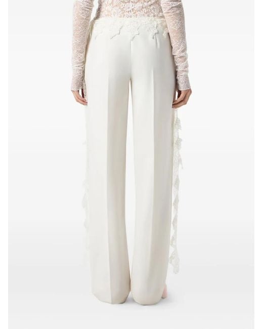 Blumarine White Lace-Detail Trousers