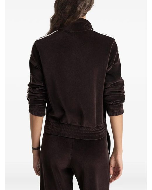 Sporty & Rich Black Ny Crest Elio Striped Zip-Up Track Jacket