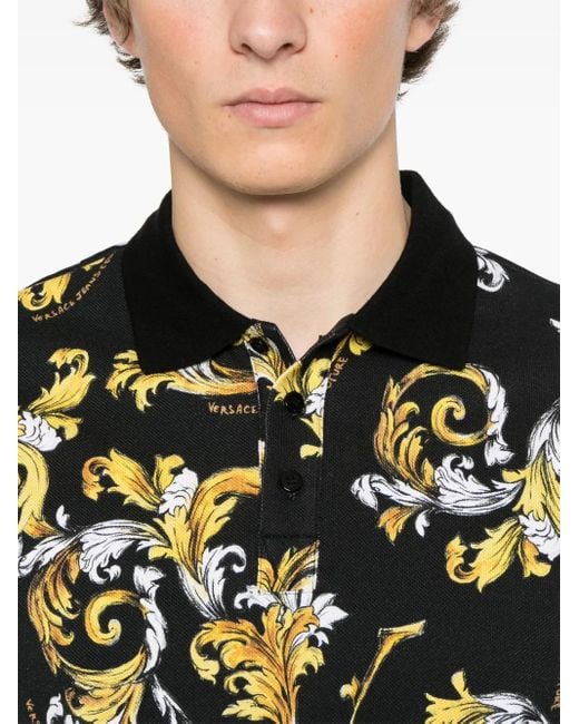 Versace Jeans Couture Green Baroccoflage-Print Polo Shirt for men