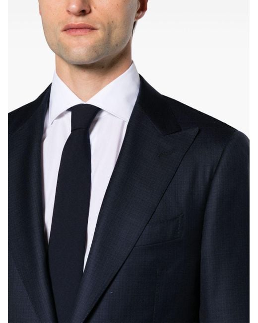 Canali Blue Checked Single-breasted Suit for men