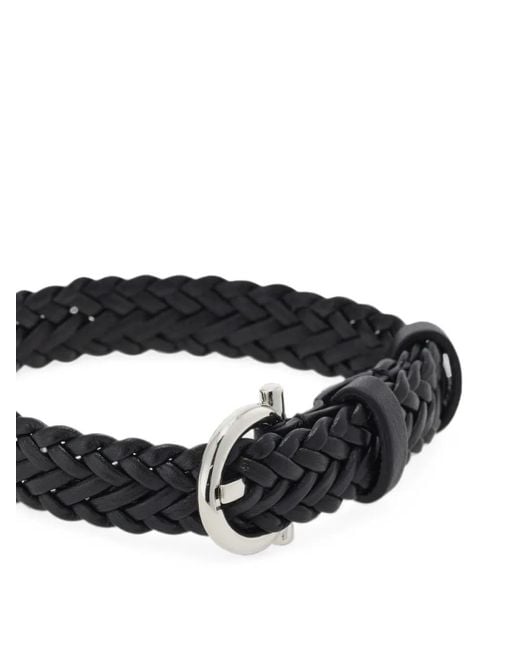 Ferragamo Black Woven Bracelet With Gancini Clasp for men