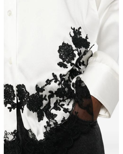 Ermanno Scervino White Lace Embroidered Shirt