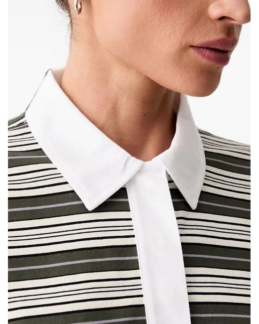 Rag & Bone Gray Kelly Striped Long-Sleeve Cotton Polo Shirt