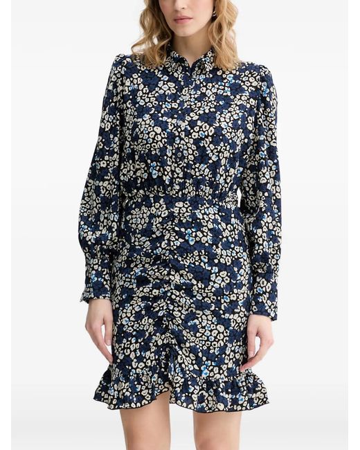 Morgan Blue Floral-Print Ruffled Mini Dress