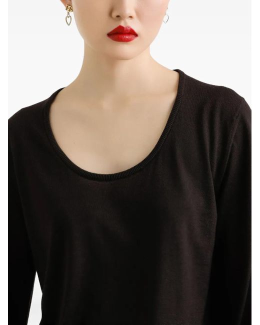 Dolce & Gabbana Black Scoop-Neck Long-Sleeve Top