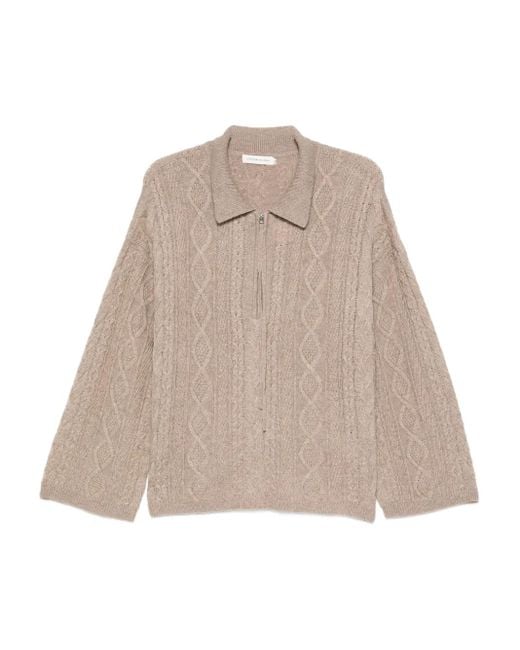 Viktoria Chan Natural Cable-Knit Zip-Up Cardigan