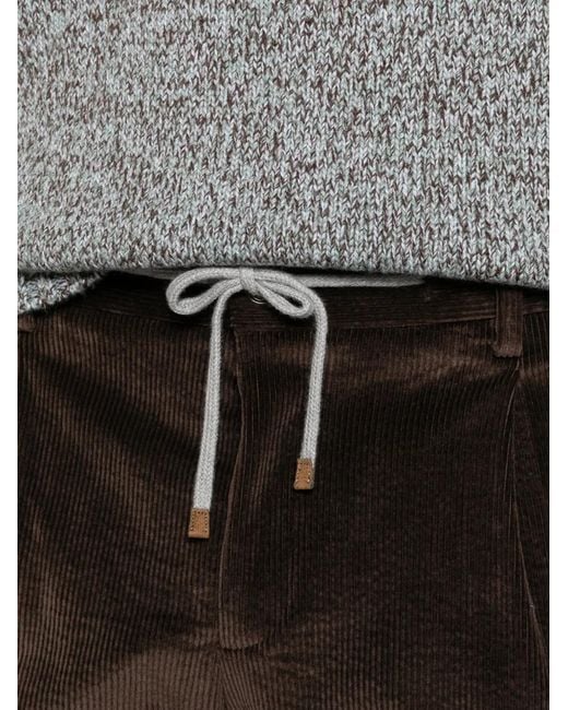 Arte' Black Roma Corduroy Drawstring-Waist Trousers for men