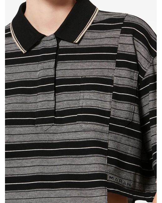 Isabel Marant Black Isabel Marant Étoile Isalyne Striped Polo T-Shirt
