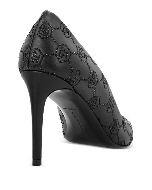 Philipp Plein Black 85Mm Monogram-Pattern Pumps