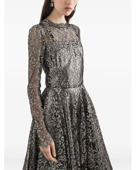 Dolce & Gabbana Lam Lace Midi Dress in Grey | Lyst UK