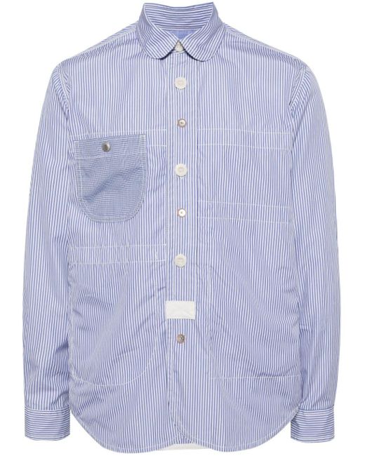 Junya Watanabe Multi-pocket Striped Shirt in het Blue voor heren