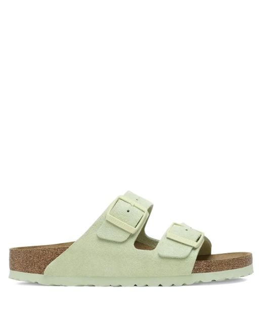 Birkenstock Green Arizona Double-Buckle Suede Sandals for men